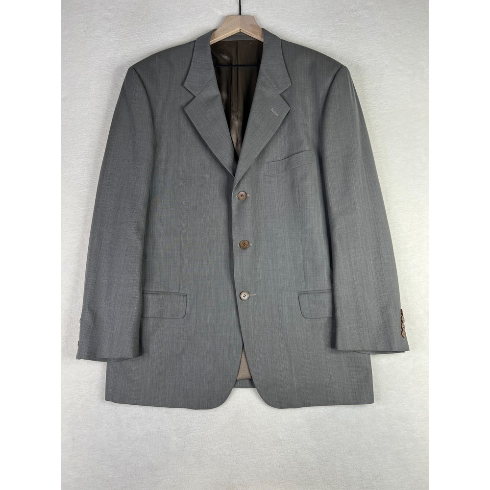 Calvin Klein Blazer Men's 42R Gray 3 Button Ventless Suit Jacket Wool